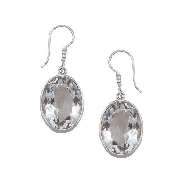 charles albert Sterling Silver Oval Clear Quartz Drop Earrings 15% Off - Discontinued Items