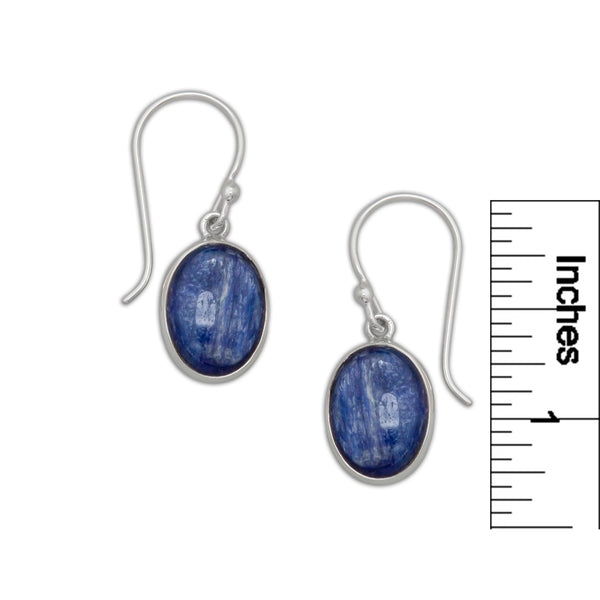 Charles Albert Sterling Silver Oval Kyanite Drop Earrings Sterling Silver Earrings