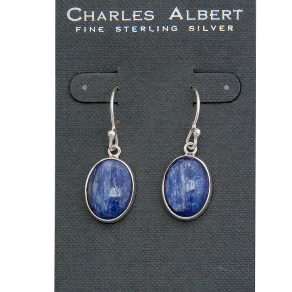 Charles Albert Sterling Silver Oval Kyanite Drop Earrings Sterling Silver Earrings