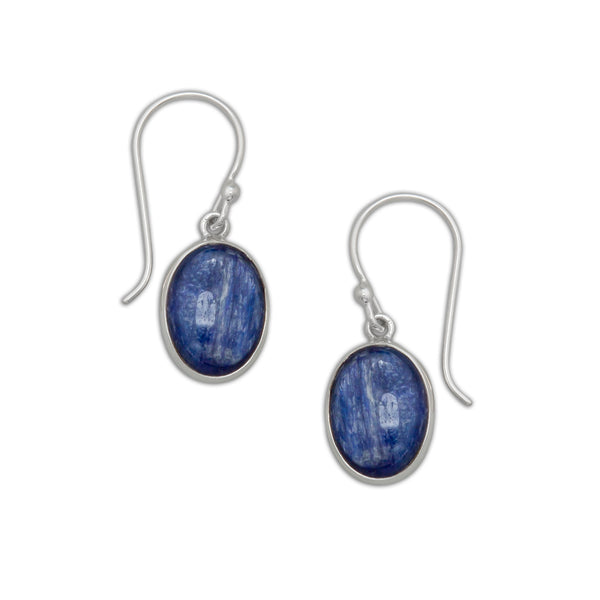 charles albert Sterling Silver Oval Kyanite Drop Earrings Sterling Silver Earrings
