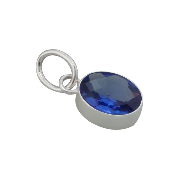 Charles Albert Sterling Silver Oval Lab Tanzanite Charm Pendant Sterling Silver Pendants