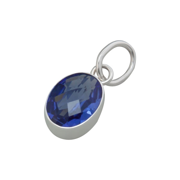 Charles Albert Sterling Silver Oval Lab Tanzanite Charm Pendant Sterling Silver Pendants