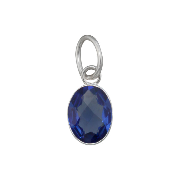 charles albert Sterling Silver Oval Lab Tanzanite Charm Pendant Sterling Silver Pendants