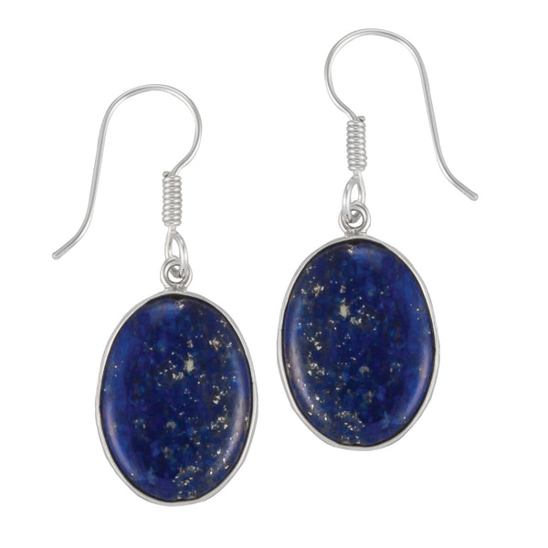 charles albert Sterling Silver Oval Lapis Lazuli Drop Earrings Sterling Silver Earrings