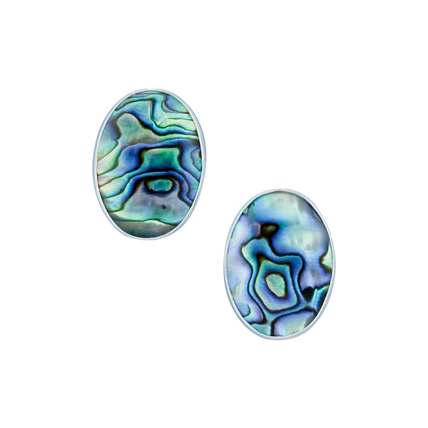 charles albert Sterling Silver Oval Natural Abalone Clip Earrings 15% Off - Discontinued Items