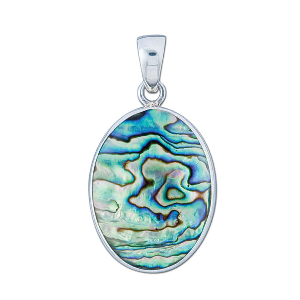 charles albert Sterling Silver Oval Natural Abalone Pendant Sterling Silver Pendants