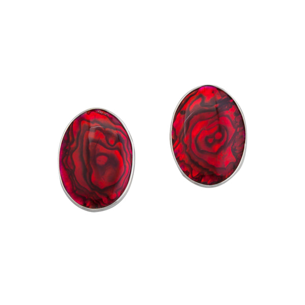 charles albert Sterling Silver Oval Red Abalone Post Earrings 15% Off - Discontinued Items