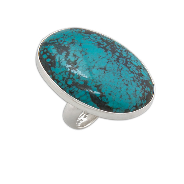 Charles Albert Sterling Silver Oval Turquoise Adjustable Ring Sterling Silver Rings