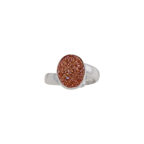 charles albert Sterling Silver Peach Druzy Adjustable Ring Sterling Silver Rings