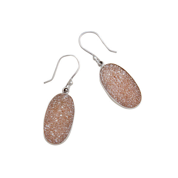 Charles Albert Sterling Silver Peach Druzy Drop Earrings Sterling Silver Earrings