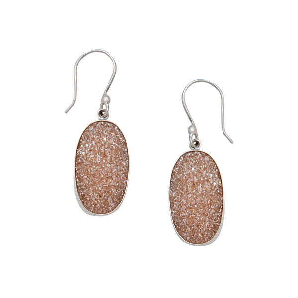 charles albert Sterling Silver Peach Druzy Drop Earrings Sterling Silver Earrings