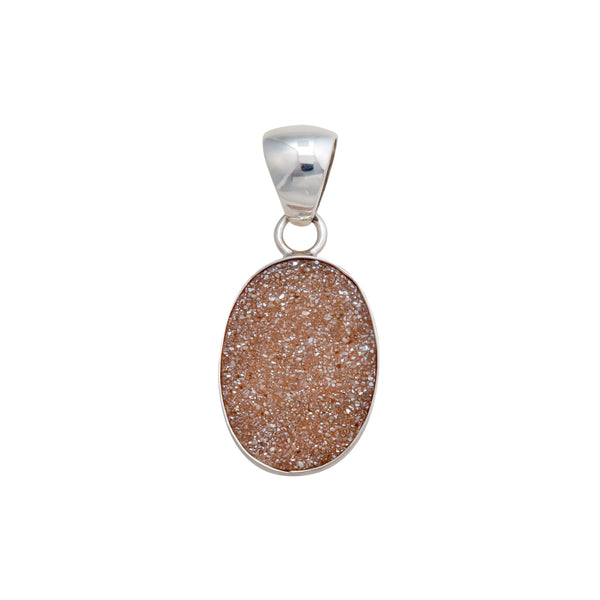 charles albert Sterling Silver Peach Druzy Oval Pendant Sterling Silver Pendants