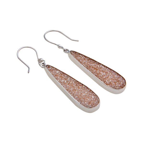Charles Albert Sterling Silver Peach Druzy Teardrop Earrings Sterling Silver Earrings