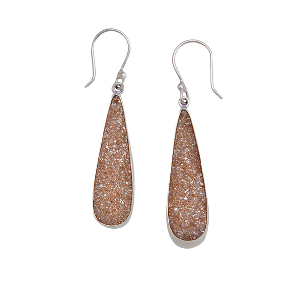 charles albert Sterling Silver Peach Druzy Teardrop Earrings Sterling Silver Earrings