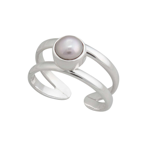 Charles Albert Sterling Silver Pearl Adjustable Cuff Ring Sterling Silver Rings