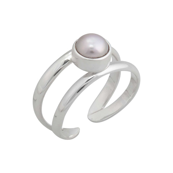 Charles Albert Sterling Silver Pearl Adjustable Cuff Ring Sterling Silver Rings