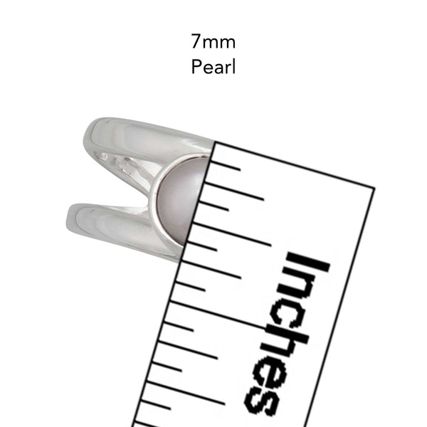 Charles Albert Sterling Silver Pearl Adjustable Cuff Ring Sterling Silver Rings