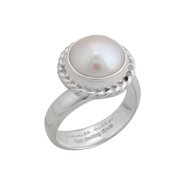 Charles Albert Sterling Silver Pearl Adjustable Rope Ring Sterling Silver Rings