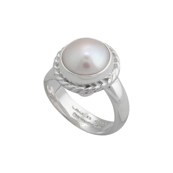 Charles Albert Sterling Silver Pearl Adjustable Rope Ring Sterling Silver Rings