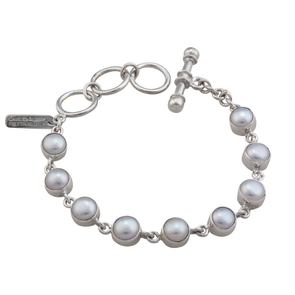 Charles Albert Sterling Silver Pearl Bracelet Sterling Silver Bracelets + Cuffs