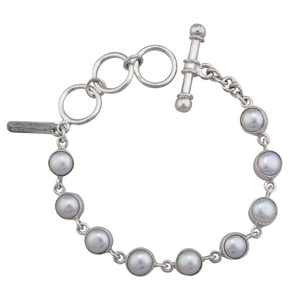 charles albert Sterling Silver Pearl Bracelet Sterling Silver Bracelets + Cuffs