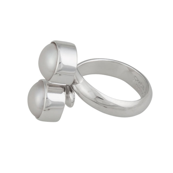 Charles Albert Sterling Silver Pearl Bypass Adjustable Ring Sterling Silver Rings
