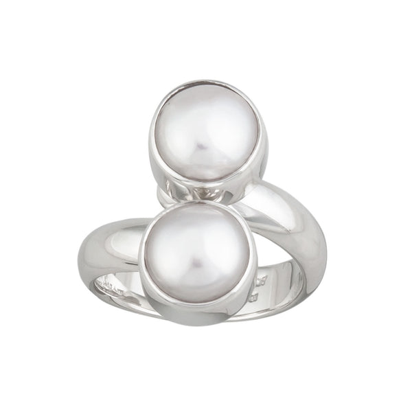 charles albert Sterling Silver Pearl Bypass Adjustable Ring Sterling Silver Rings