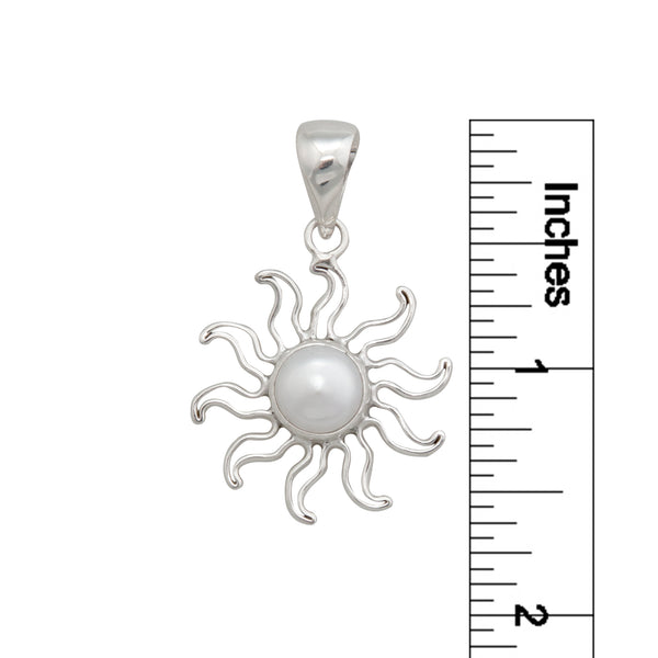 Charles Albert Sterling Silver Pearl Sun Pendant Sterling Silver Pendants