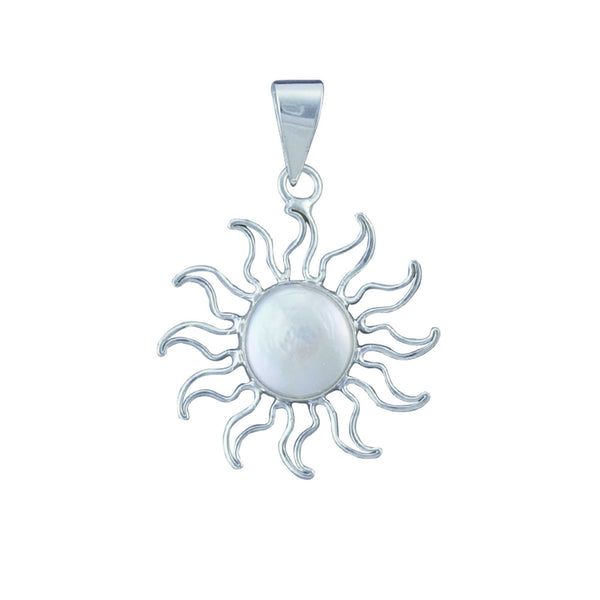 Charles Albert Sterling Silver Pearl Sun Pendant Sterling Silver Pendants