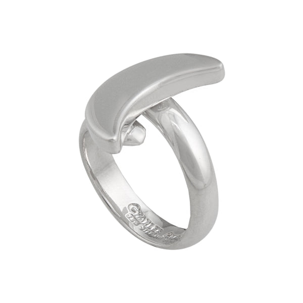 Charles Albert Sterling Silver Petite Crescent Moon Adjustable Ring Sterling Silver Rings