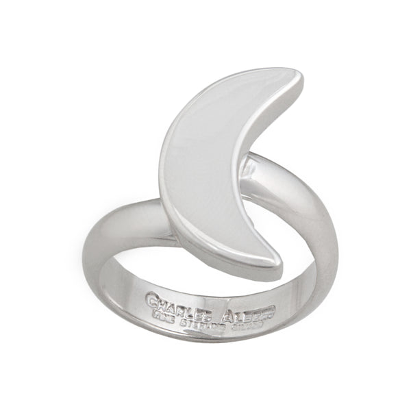 charles albert Sterling Silver Petite Crescent Moon Adjustable Ring Sterling Silver Rings