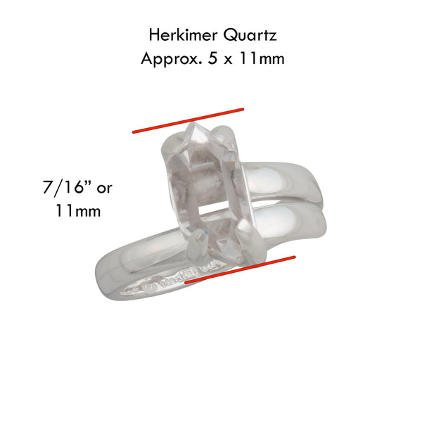 Charles Albert Sterling Silver Petite Herkimer Diamond Prong Set Adjustable Ring Sterling Silver Rings