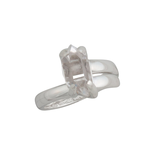 charles albert Sterling Silver Petite Herkimer Diamond Prong Set Adjustable Ring Sterling Silver Rings