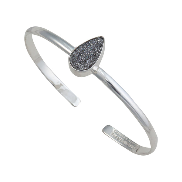 Charles Albert Sterling Silver Platinum Druzy Mini Cuff Sterling Silver Bracelets + Cuffs