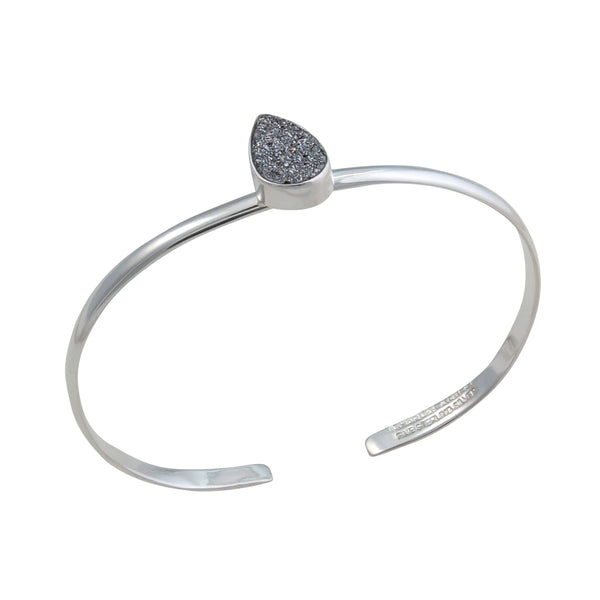 Charles Albert Sterling Silver Platinum Druzy Mini Cuff Sterling Silver Bracelets + Cuffs