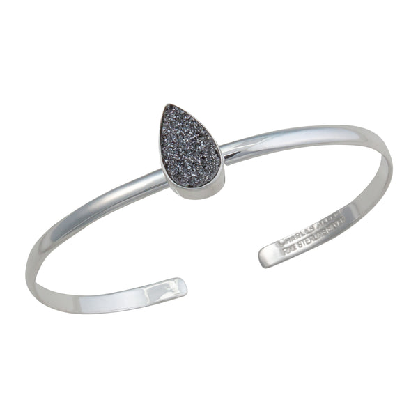 charles albert Sterling Silver Platinum Druzy Mini Cuff Sterling Silver Bracelets + Cuffs