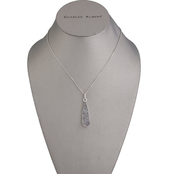 Charles Albert Sterling Silver Platinum Druzy Teardrop Pendant Sterling Silver Pendants