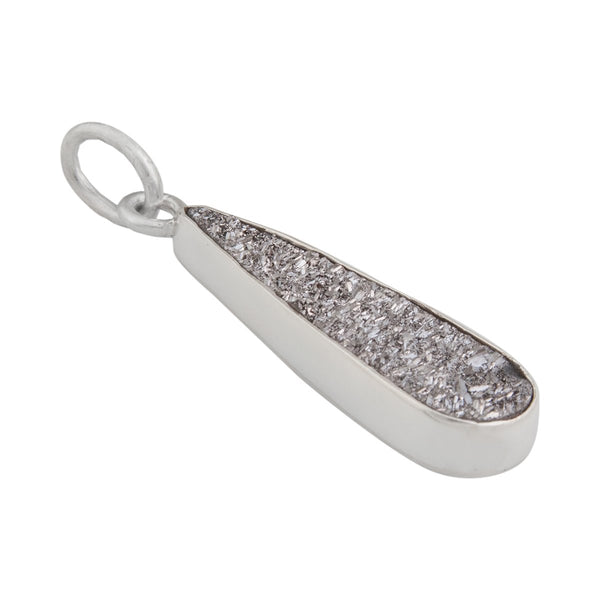 Charles Albert Sterling Silver Platinum Druzy Teardrop Pendant Sterling Silver Pendants
