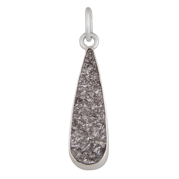 charles albert Sterling Silver Platinum Druzy Teardrop Pendant Sterling Silver Pendants