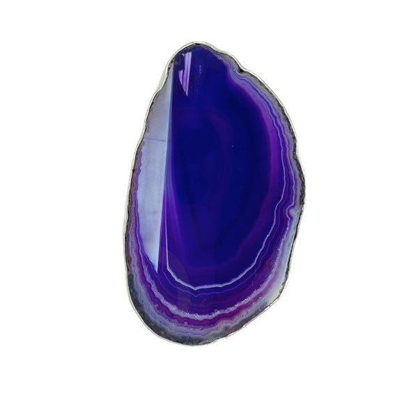 Charles Albert Sterling Silver Purple Agate Slice Adjustable Ring 30% Off - Discontinued Items