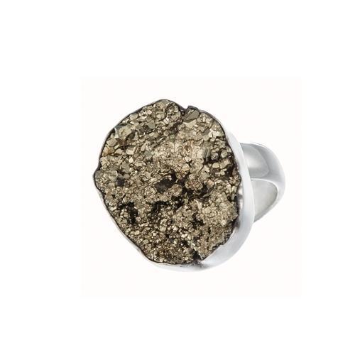 charles albert Sterling Silver Pyrite Adjustable Ring Sterling Silver Rings
