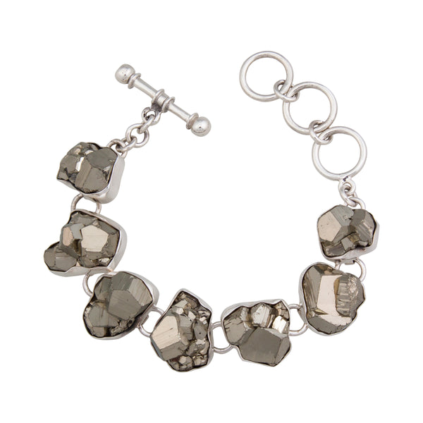charles albert Sterling Silver Pyrite Bracelet Sterling Silver Bracelets + Cuffs
