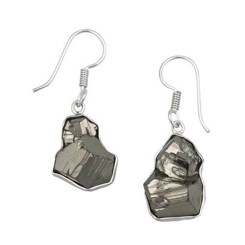 charles albert Sterling Silver Pyrite Drop Earrings Sterling Silver Earrings