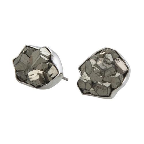 charles albert Sterling Silver Pyrite Post Earrings Sterling Silver Earrings