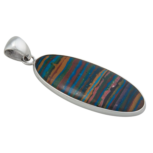 Charles Albert Sterling Silver Rainbow Calsilica Elongated Pendant Sterling Silver Pendants