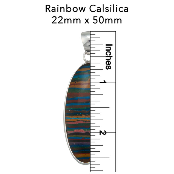 Charles Albert Sterling Silver Rainbow Calsilica Elongated Pendant Sterling Silver Pendants