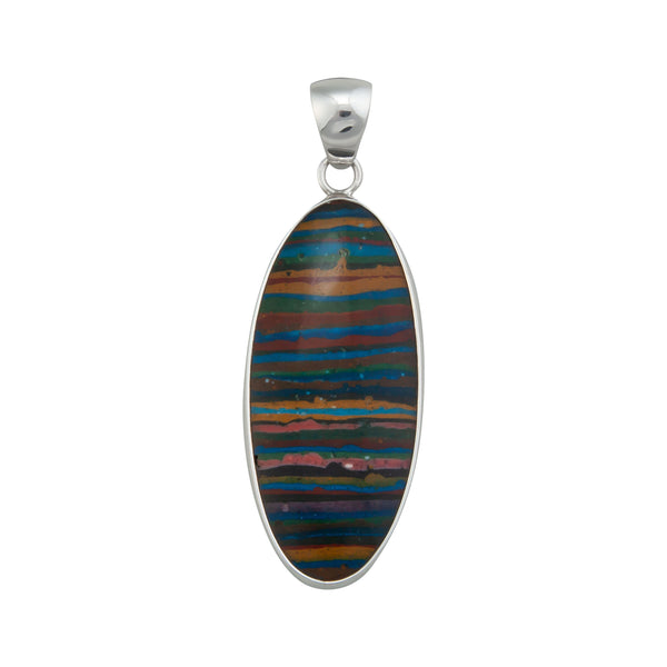 charles albert Sterling Silver Rainbow Calsilica Elongated Pendant Sterling Silver Pendants