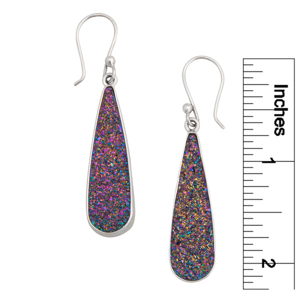 Charles Albert Sterling Silver Rainbow Druzy Teardrop Earrings Sterling Silver Earrings