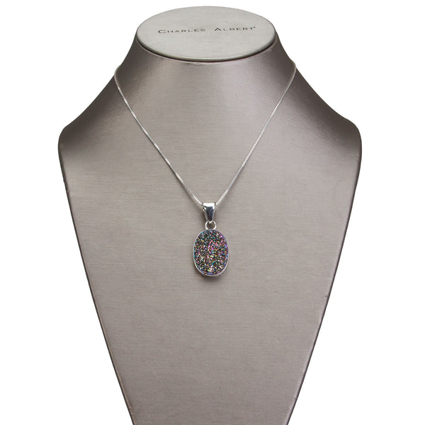 Charles Albert Sterling Silver Rainbow Druzy Titanium Druzy Oval Pendant Sterling Silver Pendants