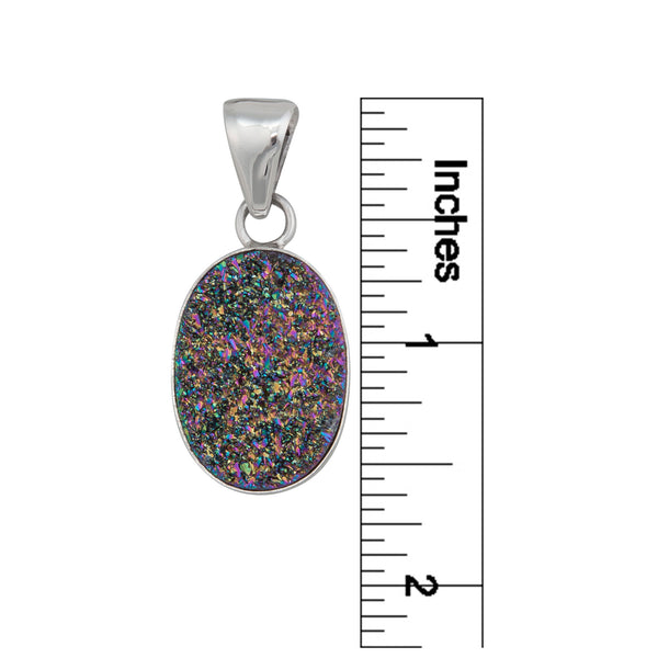 Charles Albert Sterling Silver Rainbow Druzy Titanium Druzy Oval Pendant Sterling Silver Pendants
